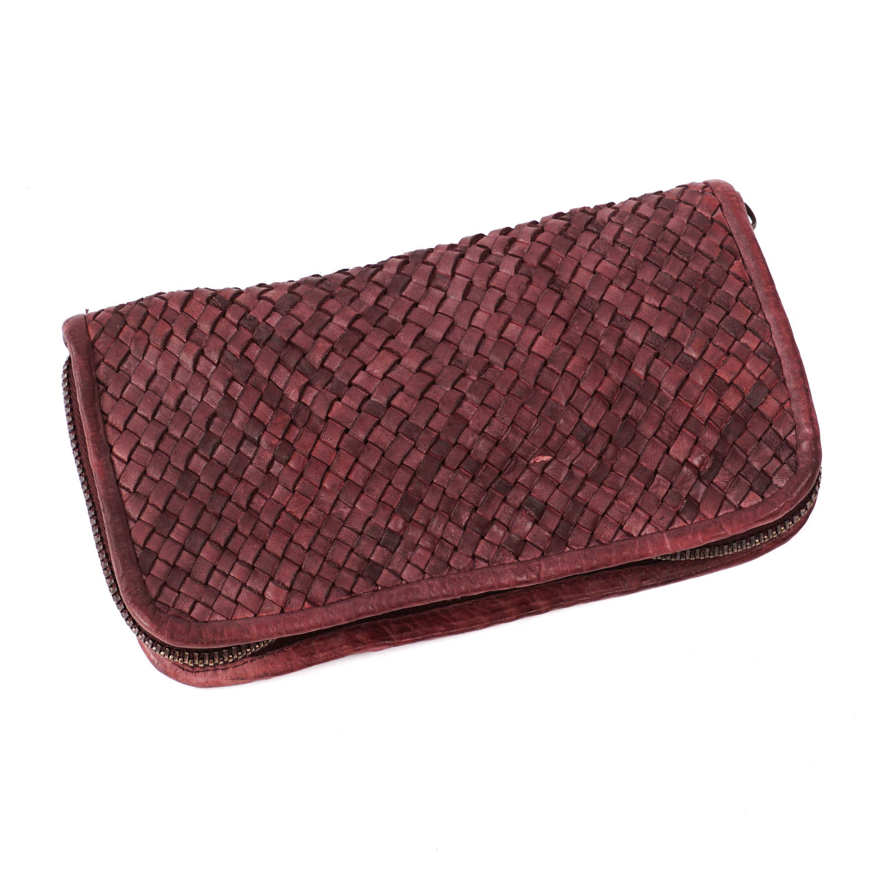 Woven washed leather womens wallet 