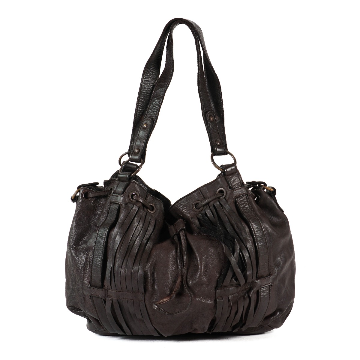 Dark brown handamde in Italy shoulder bag