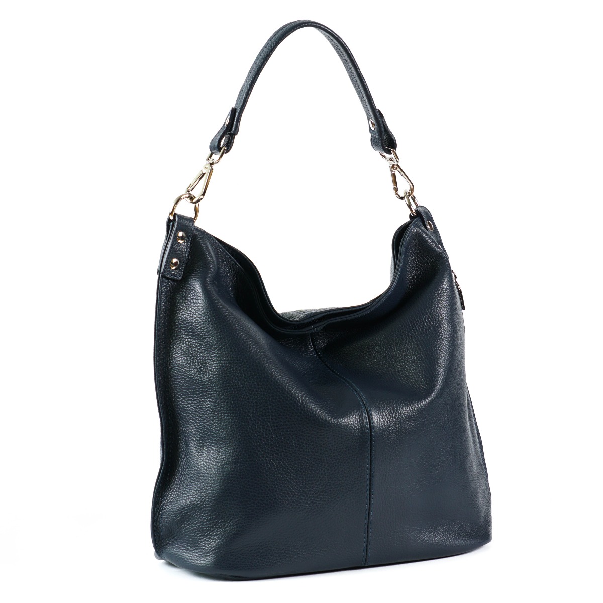 Women blue leather hobo bag