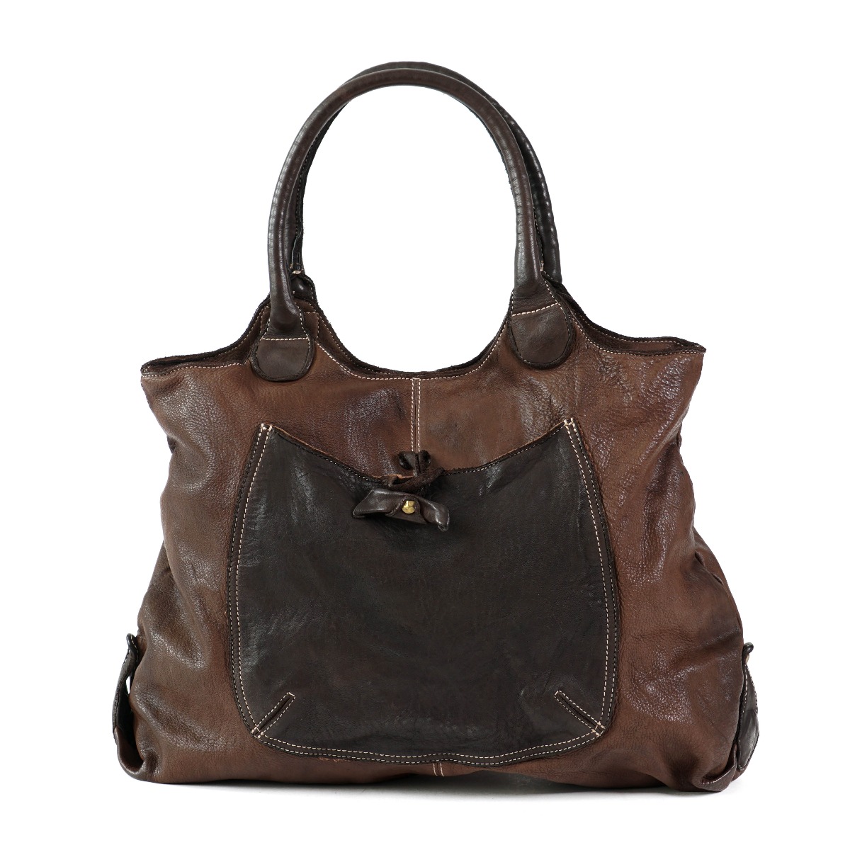 Dark brown shoulder bag with pocket