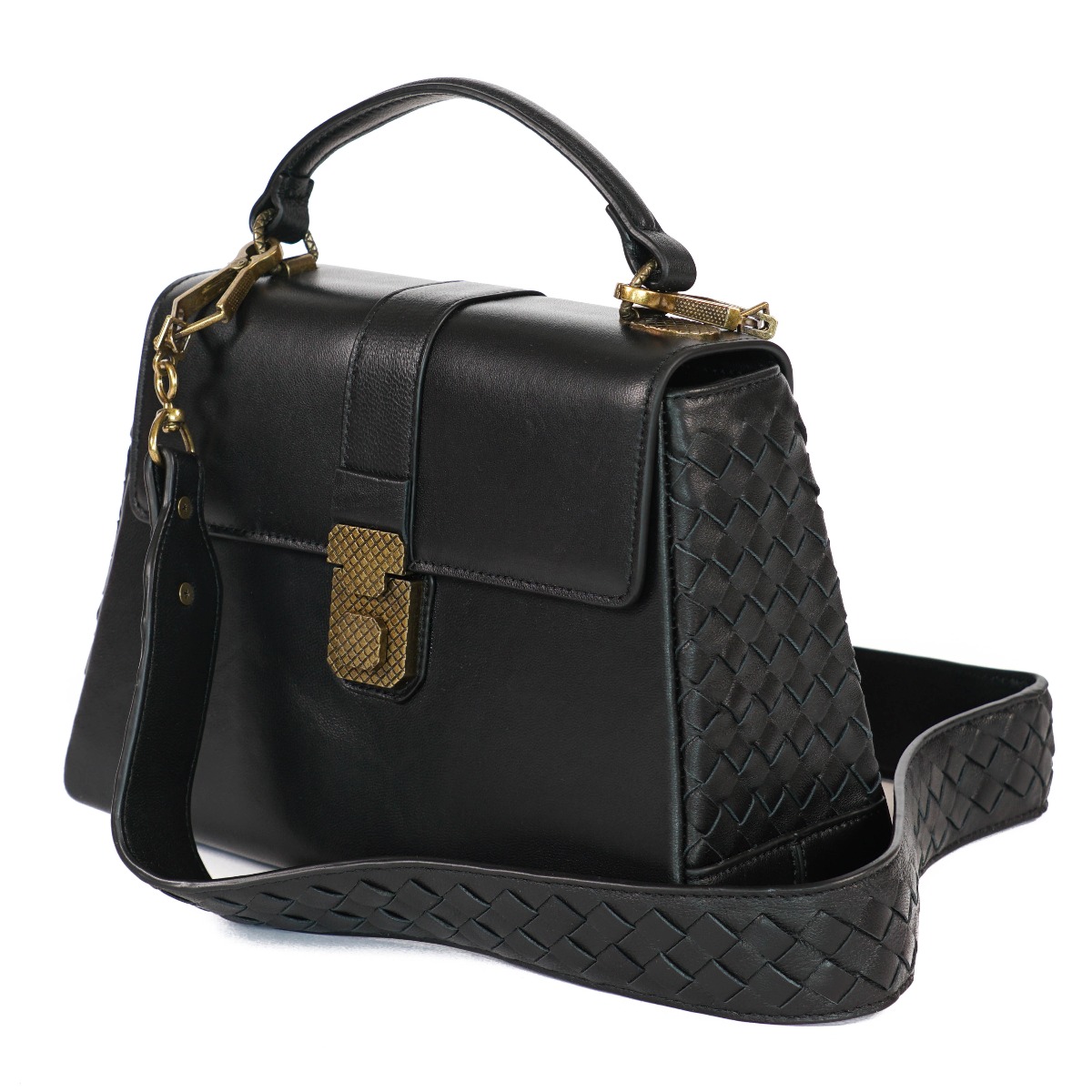 Luxury leather black crossbody women bag