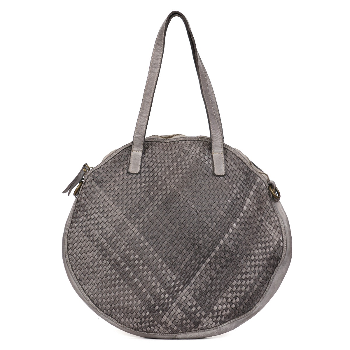 Woven leather Premium line round leather tote