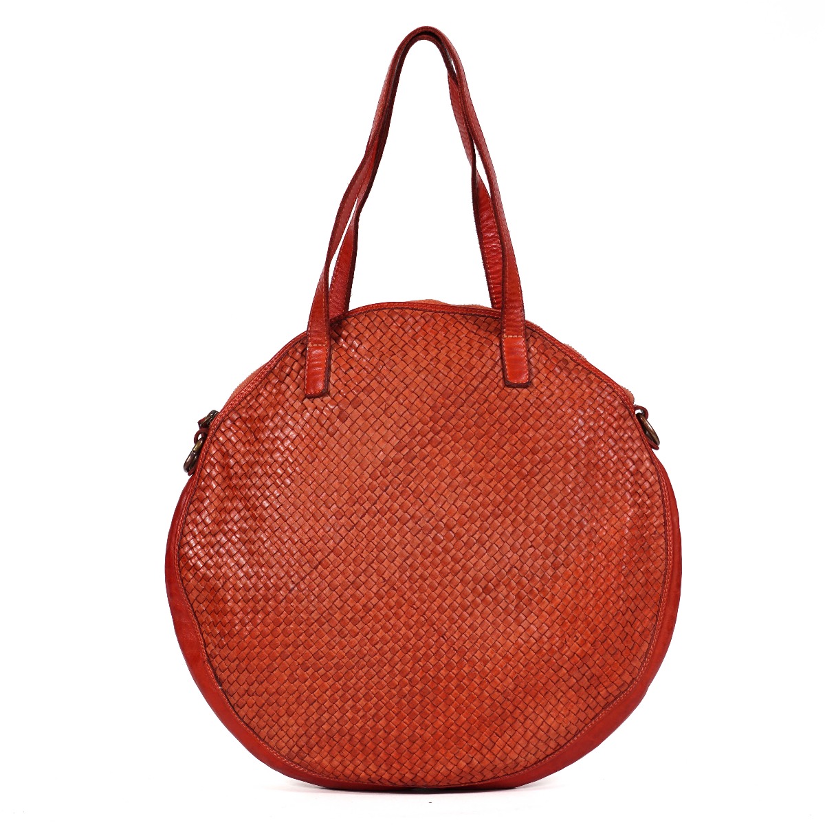 Vintage woven leather Premium line round leather tote