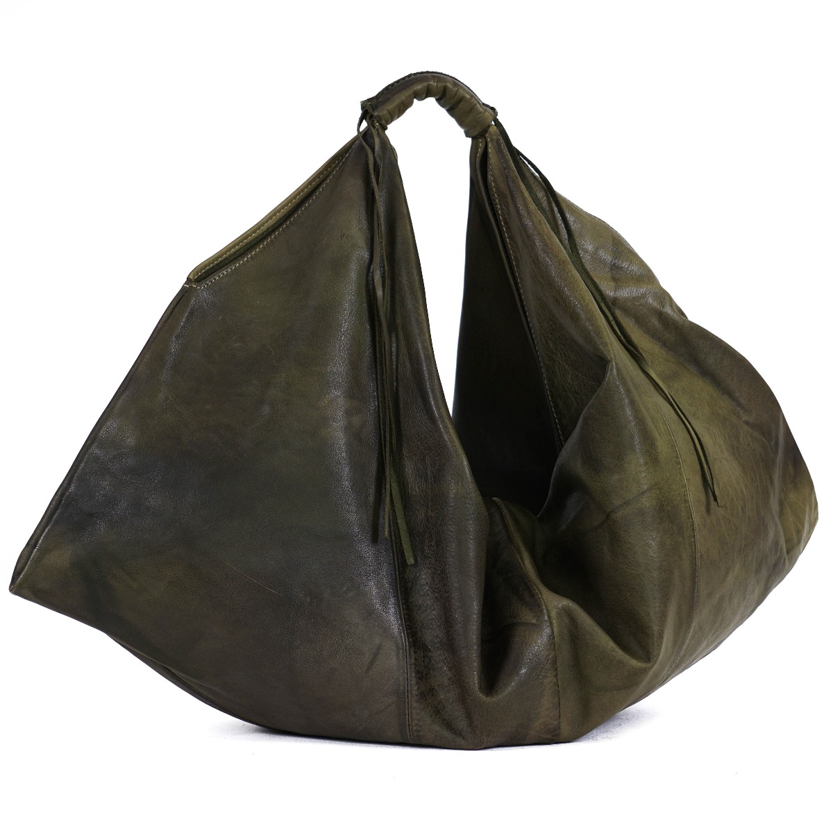 Washed leather dark green women shoulder bag