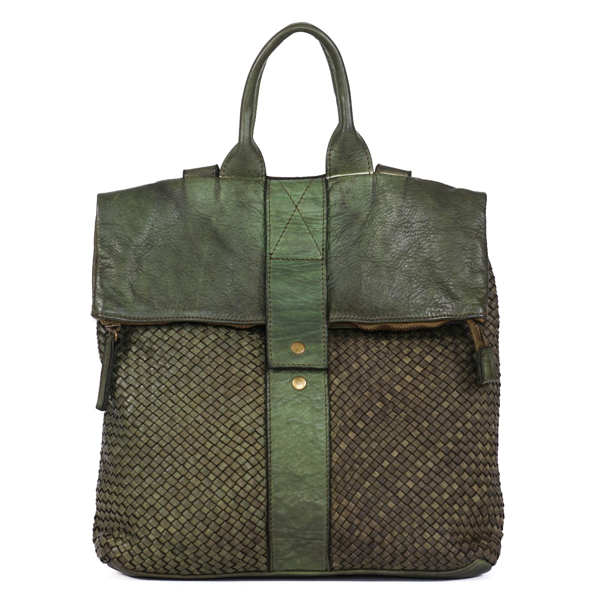 Woven leather tote backpack women