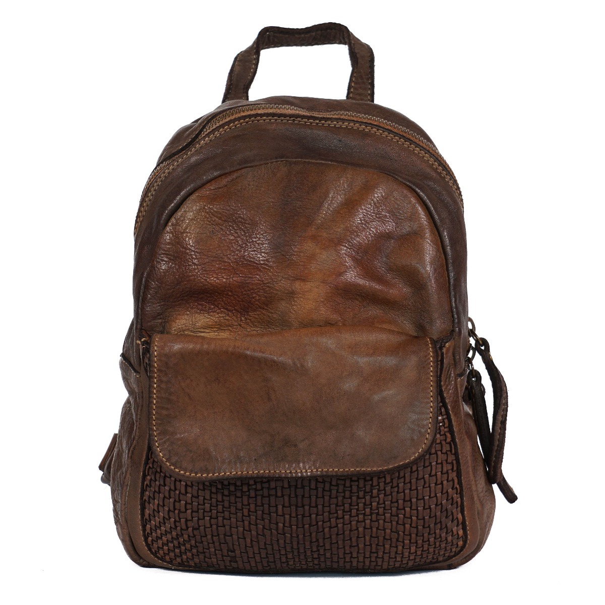 Soft leather denim vintage backpack