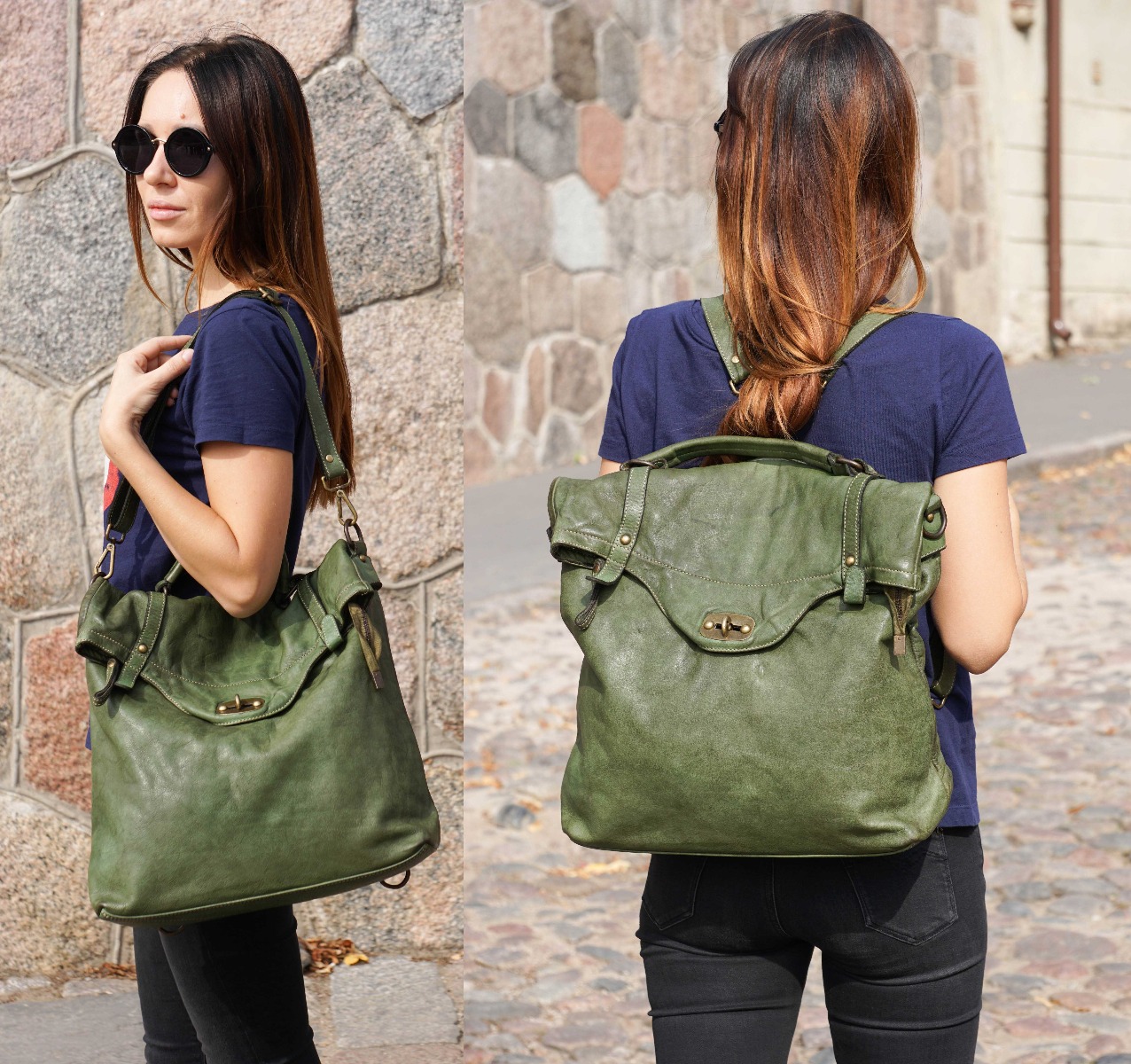 Convertible women messenger bag backpack