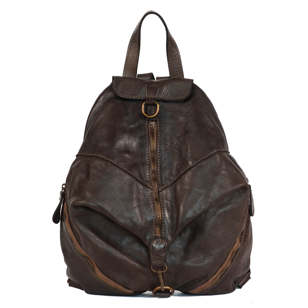 Women soft leather convertible backpack