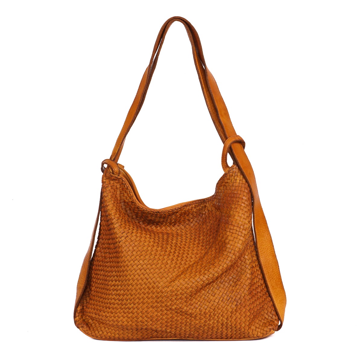 Vintage woven leather hobo bag and backpack