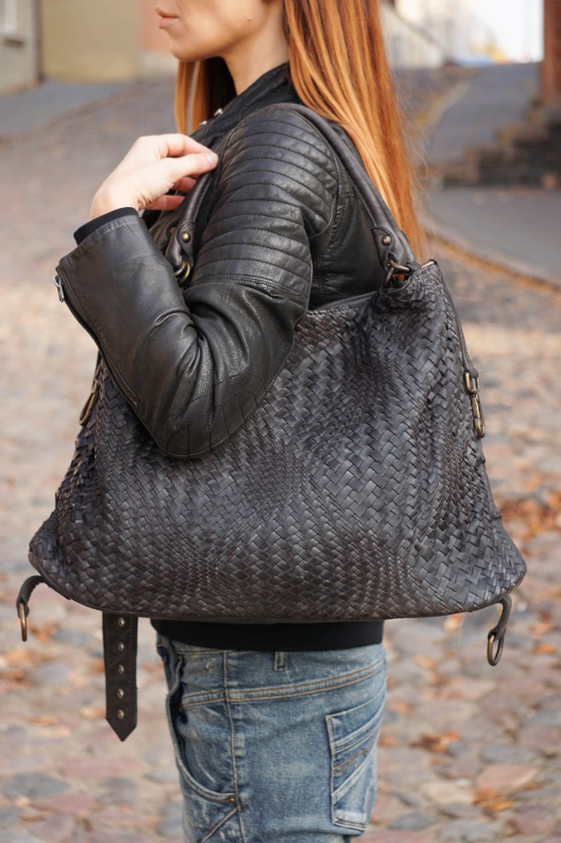 Convertible leather big top handle bag women