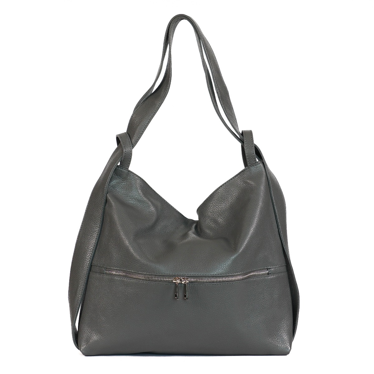 Convertible leather shopper bag and backpack women
