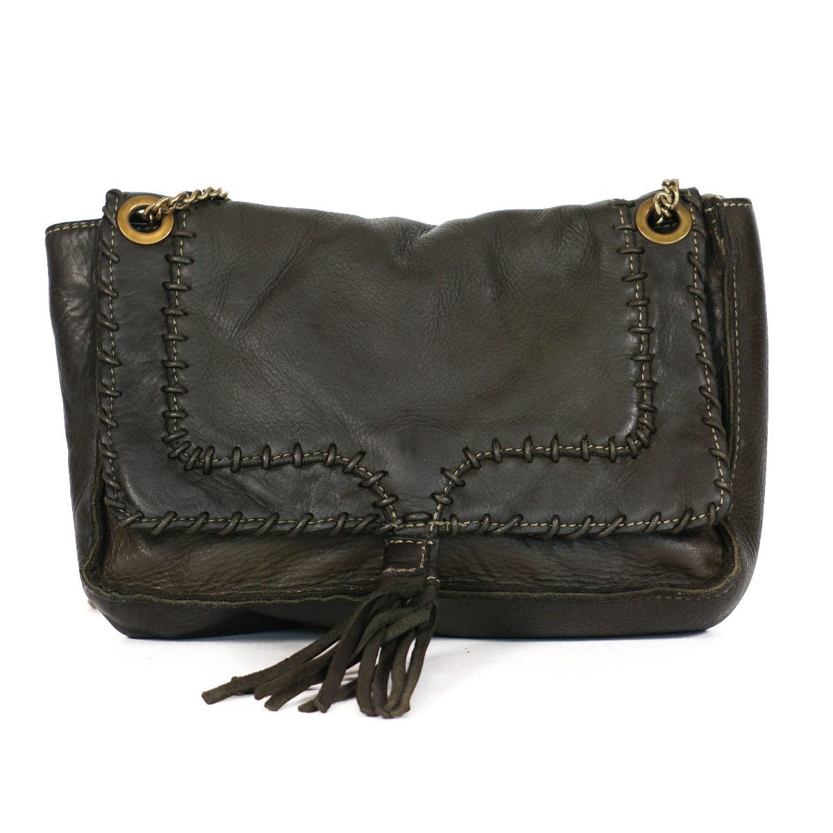 Dark green soft leather women purse