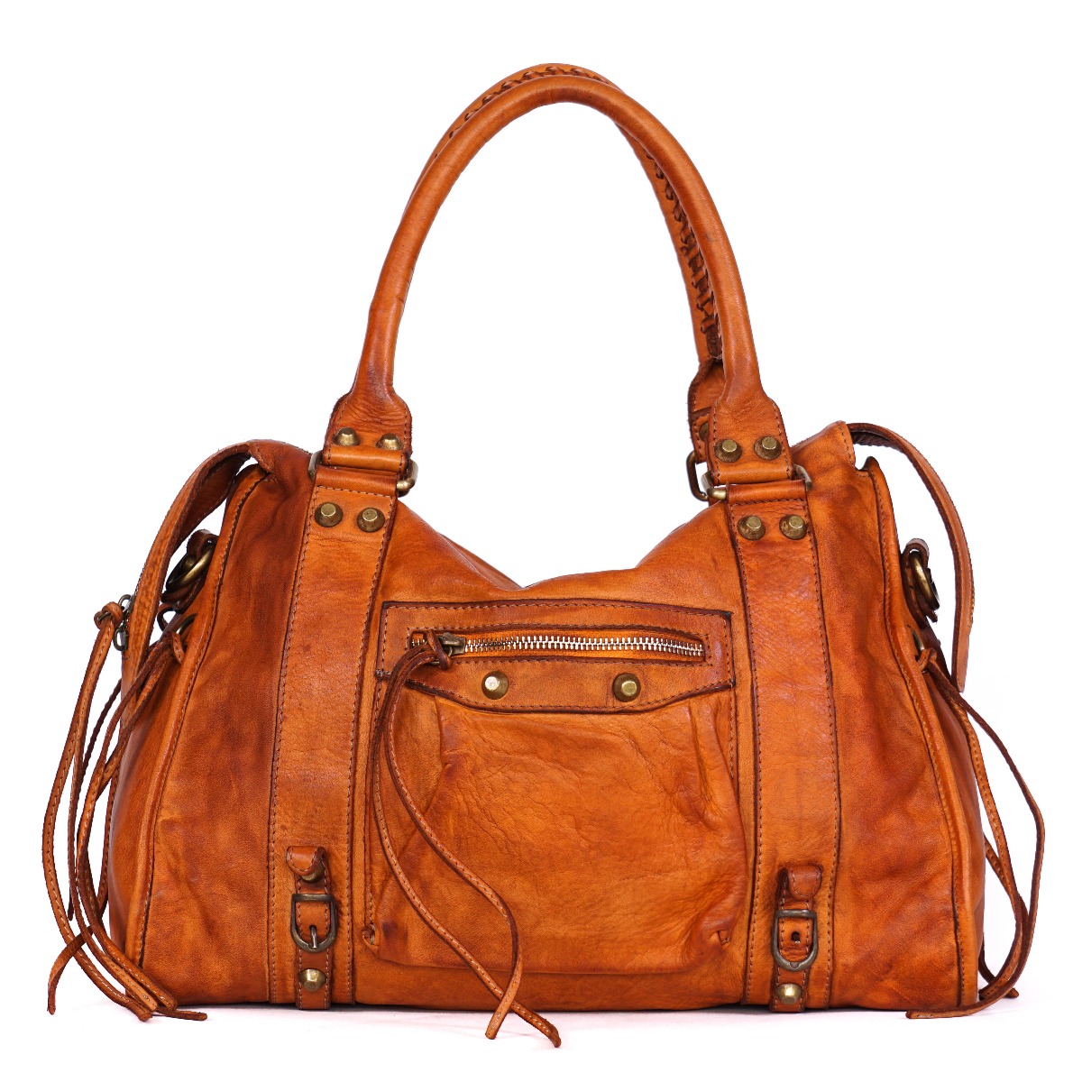 Handmade washed leather women hobo handbag 