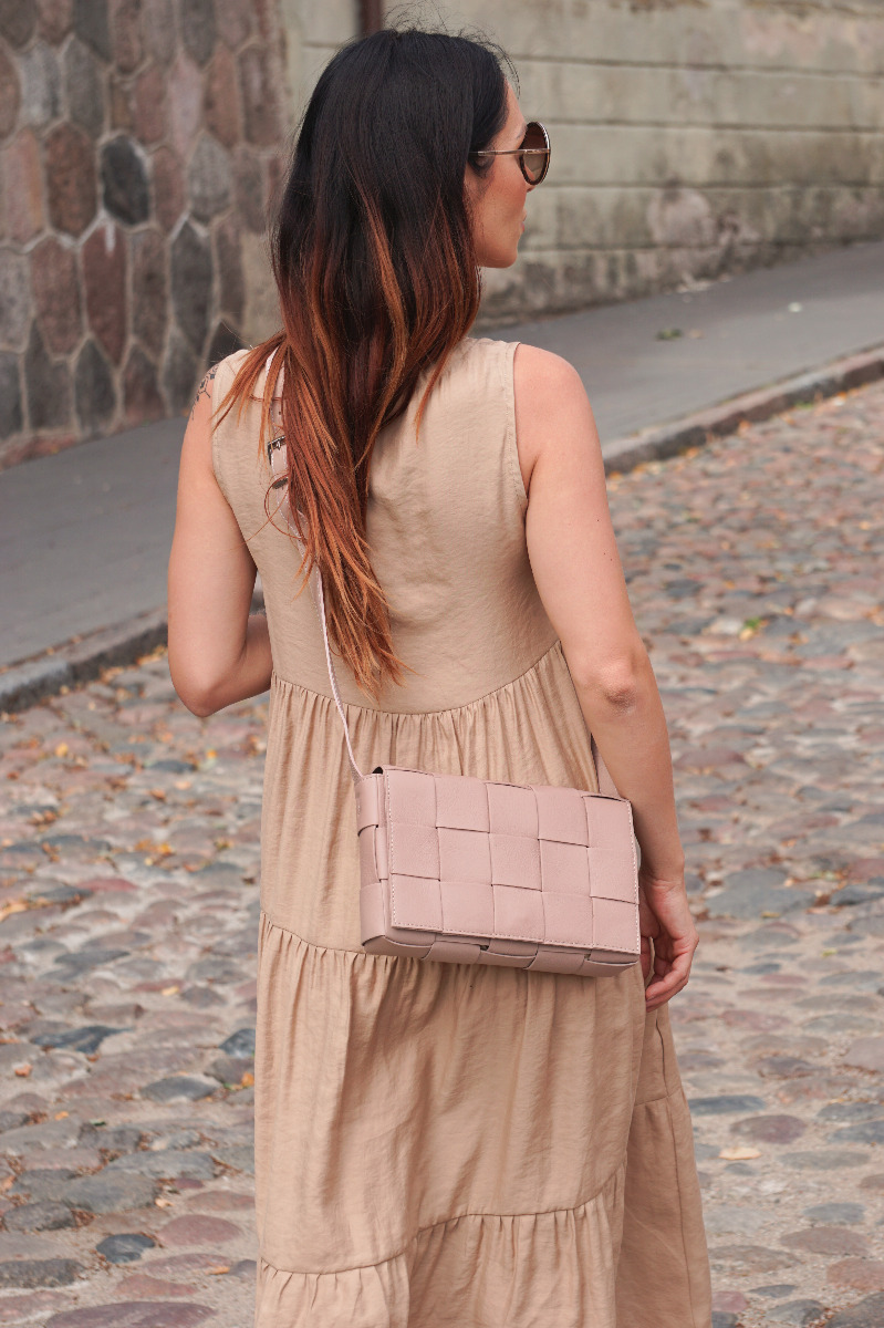 Women genuine leather pink purse