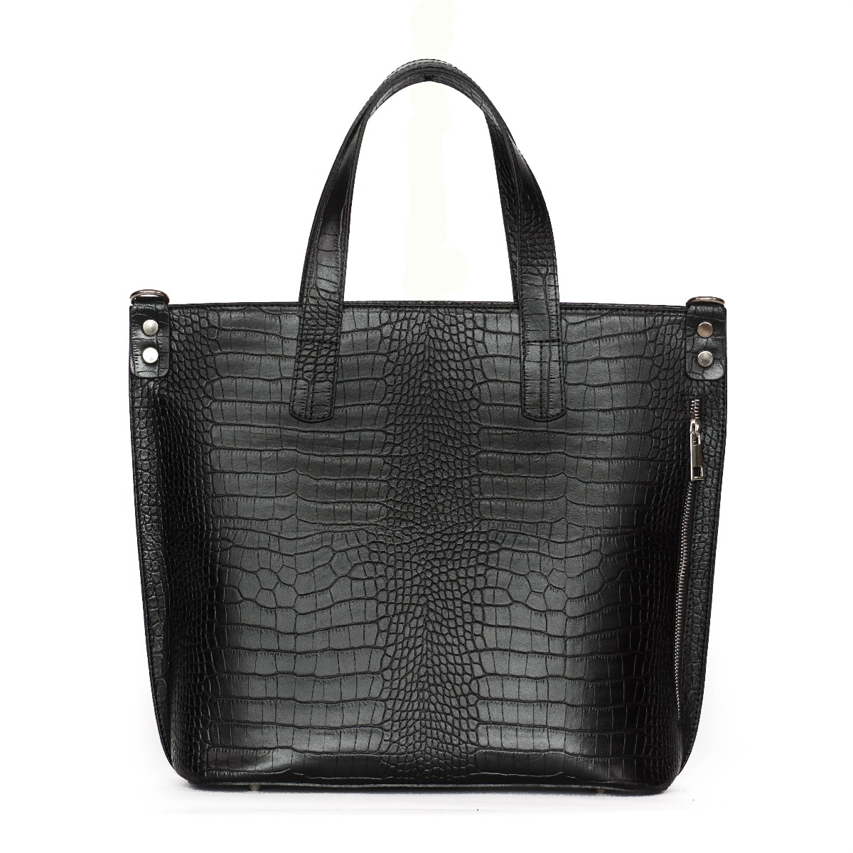 Women black genuine leather handbag