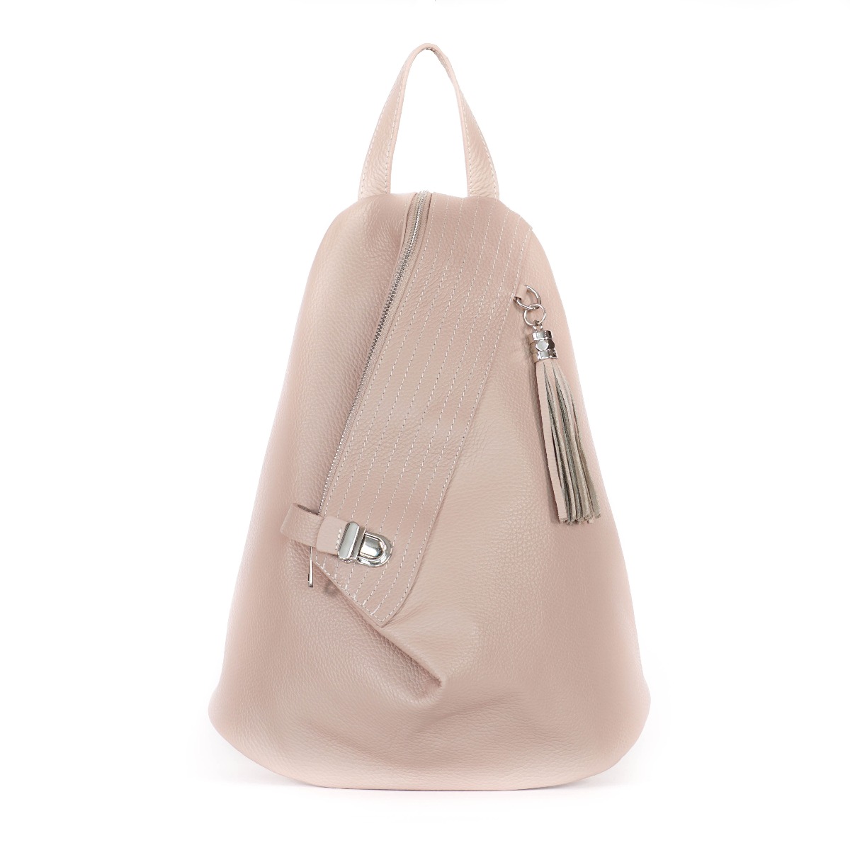 Women's dust pink genuine leather backpack 