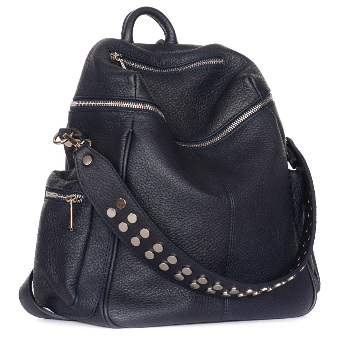 Dark blue hobo backpack bag leather