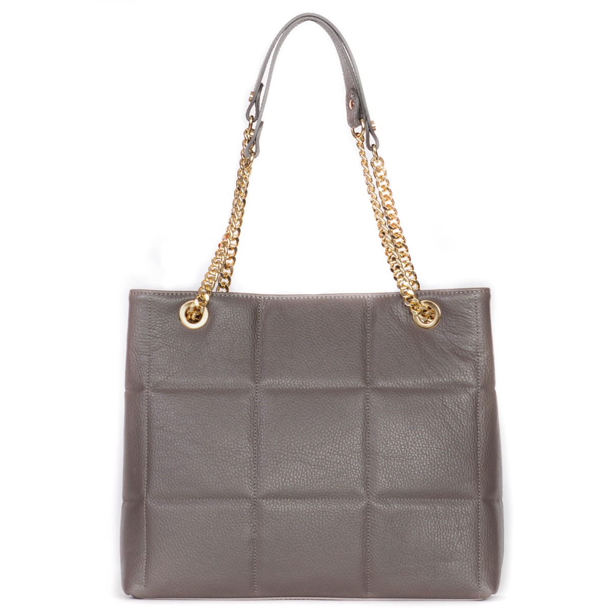 Elegant genuine leather women's handbag grey