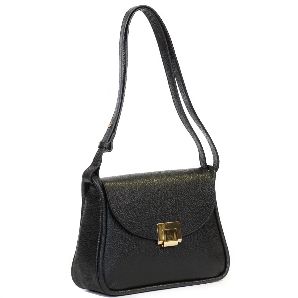 Black genuine leather elegant crossbody purse 